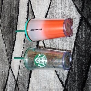 STARBUCKS MERMAID SCALE & FROSTED 16 OZ GRANDE TUMBLERS BUNDLE